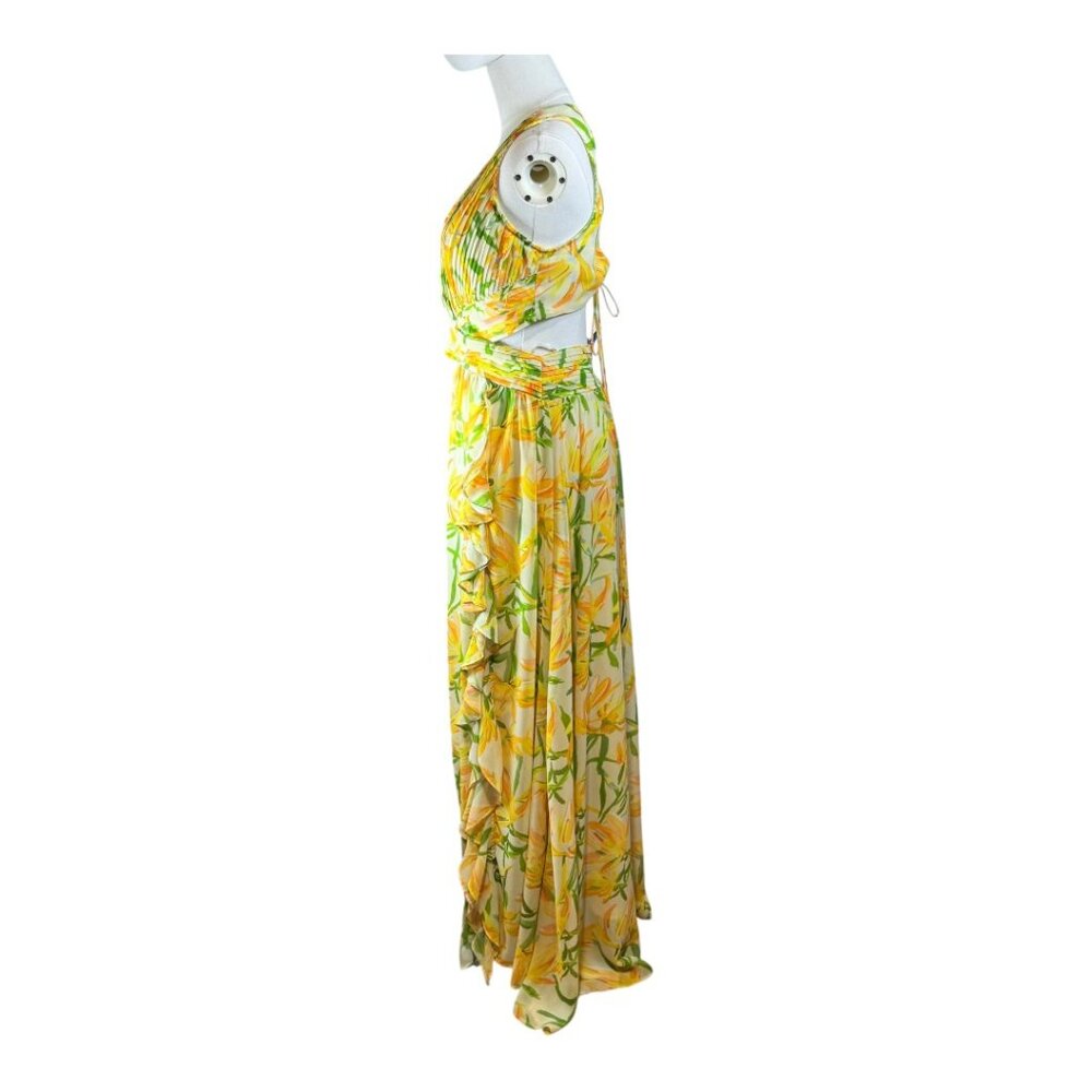 ASTR The Label Alyssa Ruffle Floral Pleated Cut-Out Maxi Dress Size M - Picture 8 of 13
